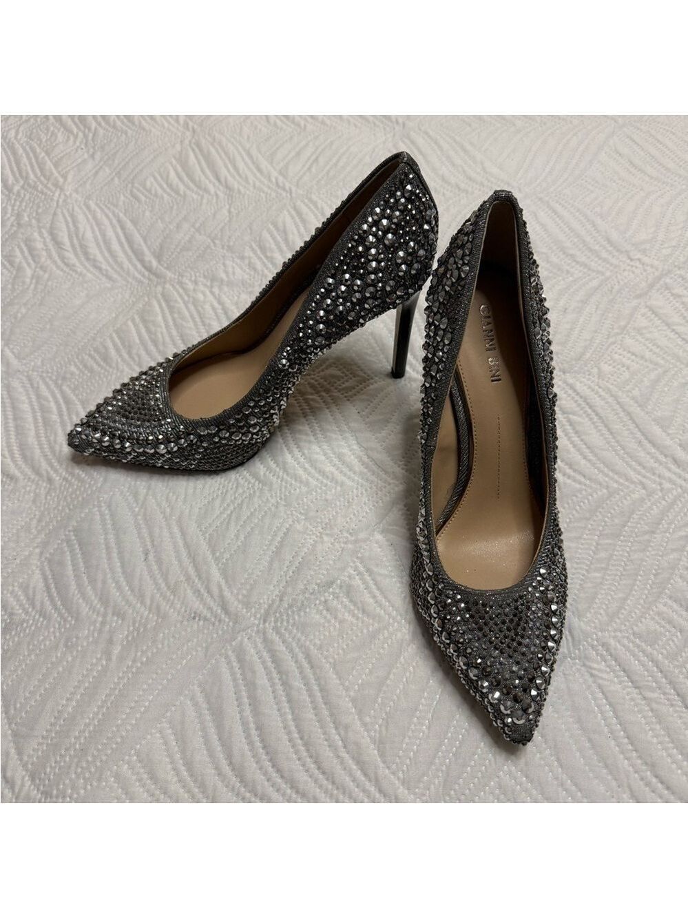 Gianni Bini Women’s Graphite Rhinestone Stiletto Heel Pumps. Size 10